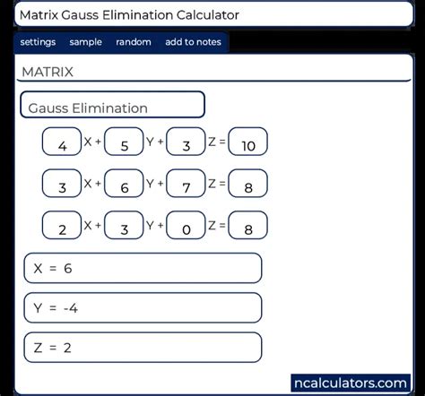 Gauss Elimination Calculator