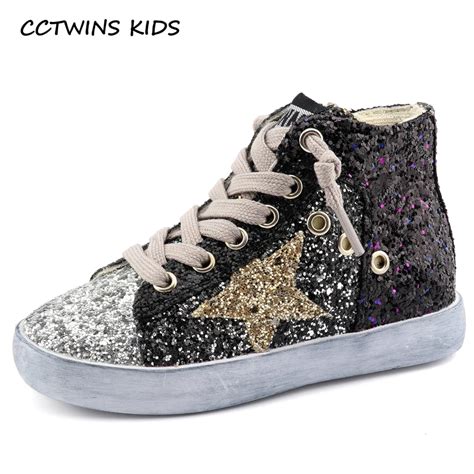 CCTWINS KIDS 2018 Children Boy Brand Glitter High Top Sneaker Baby Girl Fashion Trainer Toddler ...