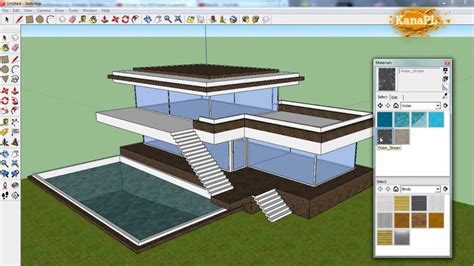 #1 - Modern house design in free Google SketchUp 8 - how to build a modern house in SketchUp ...