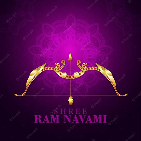 Premium Vector | Shree ram navami greeting card with bow and arrow