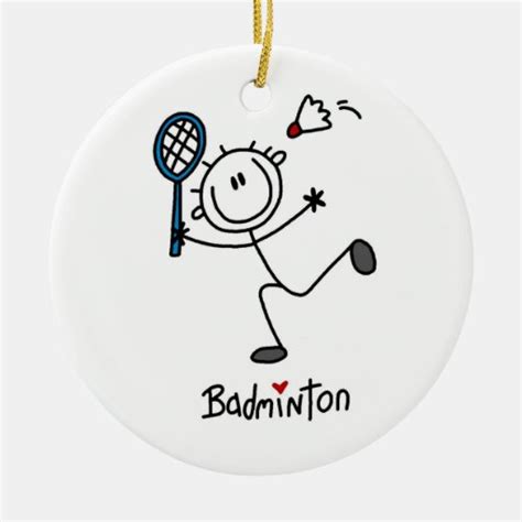 Basic Male Stick Figure Badminton Christmas Tree Ornaments | Zazzle