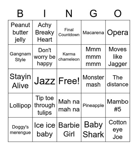 Most Annoying Songs Bingo Card