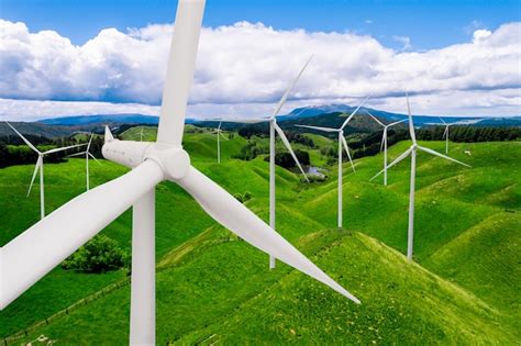 Premium Photo | Wind turbine farm power generator in beautiful nature landscape for production ...