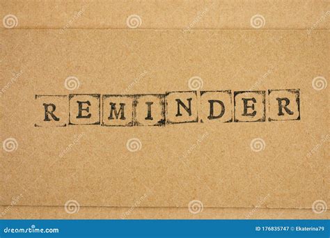 Cardboard with Word Reminder Stock Image - Image of text, carton: 176835747