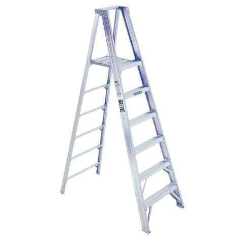 WERNER 14 ft. Reach Aluminum Platform Step Ladder with 375 lb. Load ...