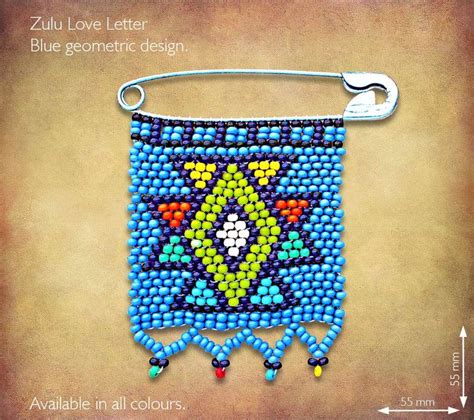 Zulu Love Letter - Blue Geometric design. Traditional African Beadwork handmade in South Africa ...