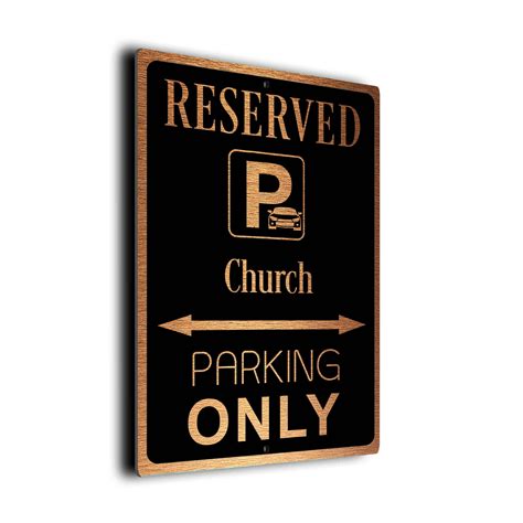 Church Parking Only Sign | Church Parking Only Sign for Garge | Brushed Metal Sign