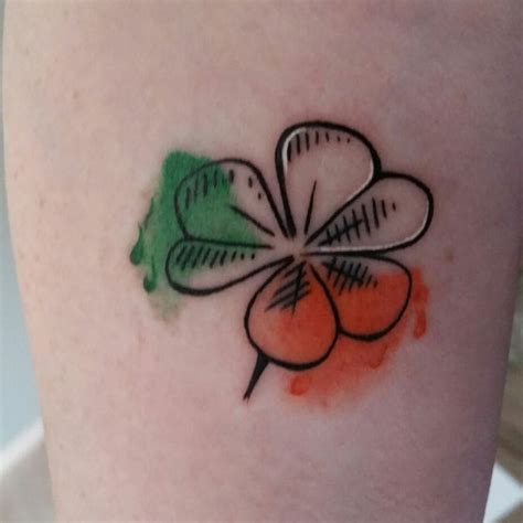 Watercolor Shamrock Tattoo On Side Leg | Irish tattoos, Shamrock ...