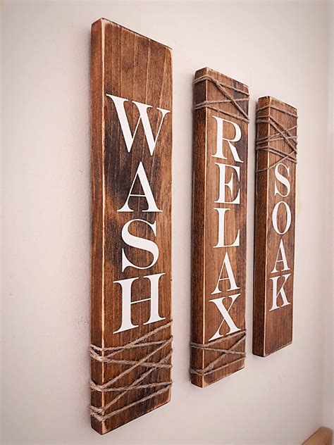 Rustic Bathroom Signs Set of Three Rustic Bathroom Decor - Etsy