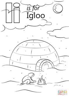 I is for Igloo Coloring Page, Free Igloo Flashcard for Kindergarten ...