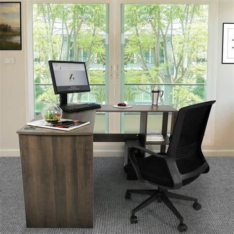 Aiden L-Shaped Corner Computer Desk Table, Large and Spacious for Dual Monitors with 2 Storage ...