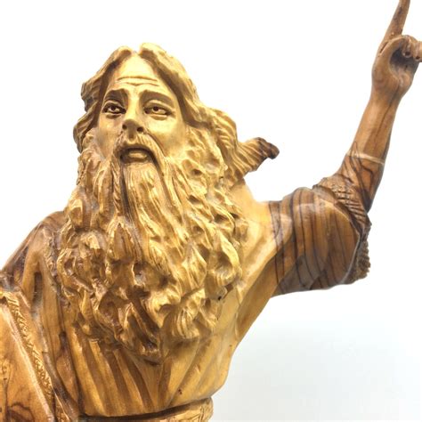 Hand Carved Olive Wood Moses Exodus Ten Commandments Figure Statue Israel Jewish - Other