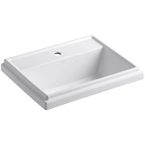 KOHLER Tresham White Drop-In Rectangular Bathroom Sink with Overflow ...