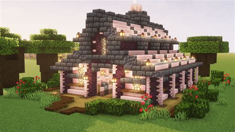 Cherry Wood Villager Trading Hall In Minecraft | Minecraft houses, Cute minecraft houses, Easy ...