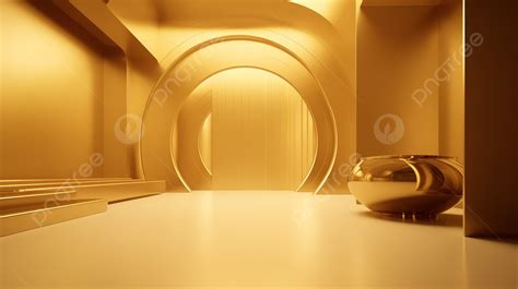 Minimalist Abstract Background An Empty Room Rendered In Gold 3d, Product Background, Gold ...