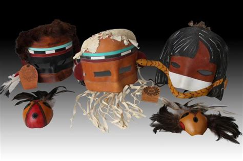 Native American Leather Ritual Dance Masks 20th C.