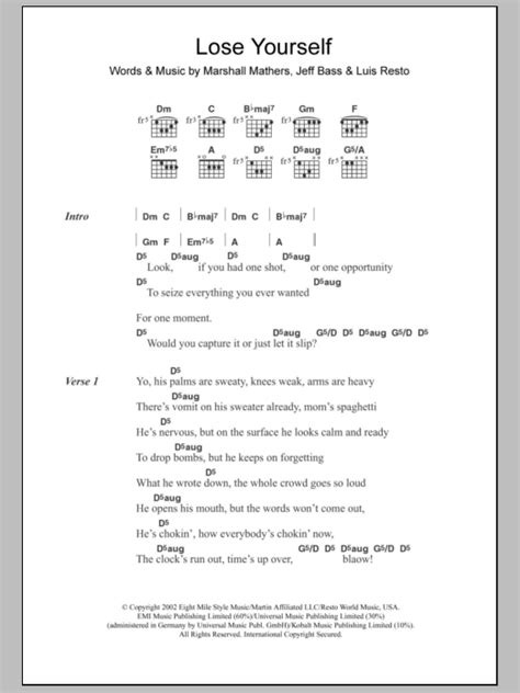 Lose Yourself by Eminem - Guitar Chords/Lyrics - Guitar Instructor