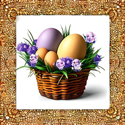 Basket Of Easter Eggs Art Print Free Stock Photo - Public Domain Pictures
