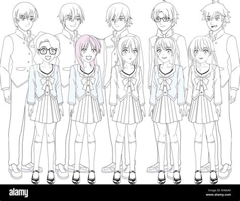 anime manga group Stock Vector Image & Art - Alamy