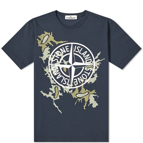Stone Island Junior Camo Compass Logo T-Shirt Navy | END.