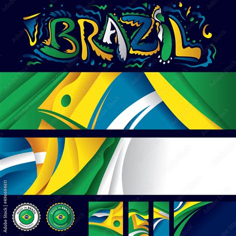 Vetor de Brazil Abstract Flag Artwork Collection, Brazilian Flag Colors (Vector Art) do Stock ...