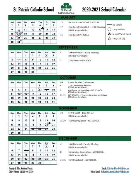 Calendar | St Patrick's Catholic School