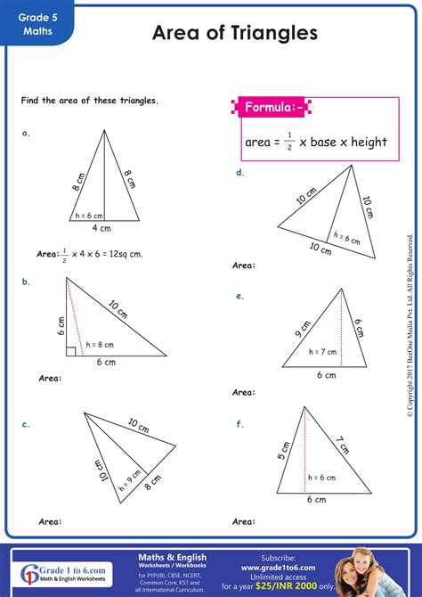 Worksheet Area Of Triangles