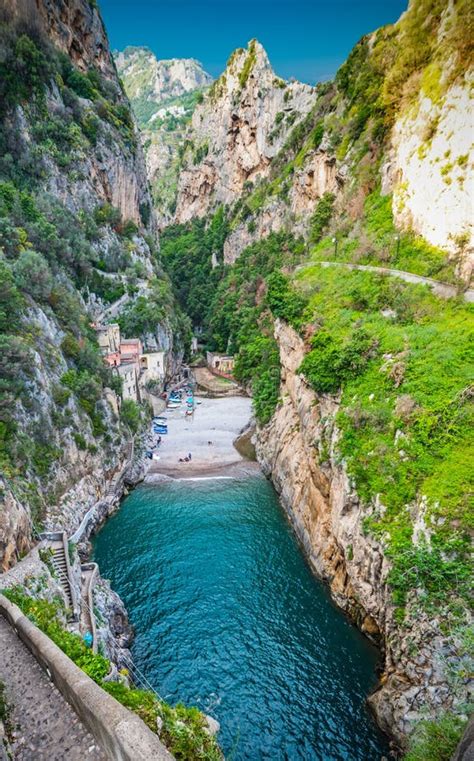 Fiordo Di Furore Beach. Furore Fjord, Amalfi Coast, Positano, Naples Italy Stock Photo - Image ...