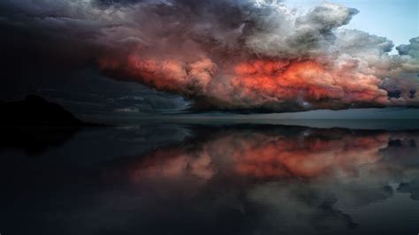 2048x1152 Storm Red Clouds Touching Ocean Wallpaper,2048x1152 ...