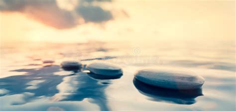 Mindfulness And Meditation Zen Rocks On Water Stock Illustration - Illustration of spirit ...