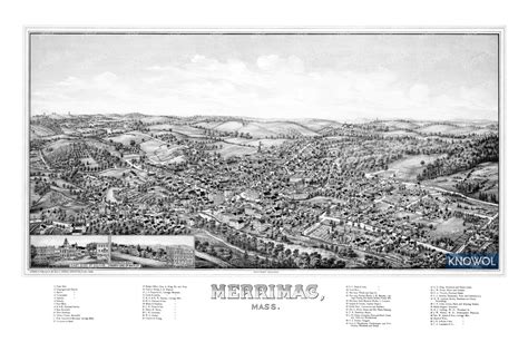 Beautifully restored map of Merrimac, MA from 1889 - KNOWOL