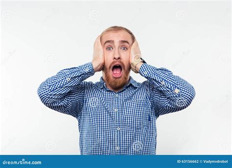 Portrait Of A Scared Man Screaming Stock Photo - Image of person, concept: 63156662