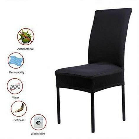 GABRIELLE Housse de chaise noire 6 articles Protection table et chaise