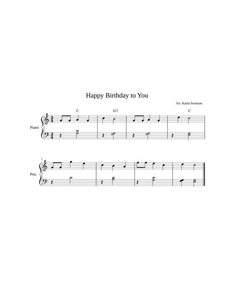 EASY PIANO Happy Birthday in C - Major Sheet music for Piano (Solo ...