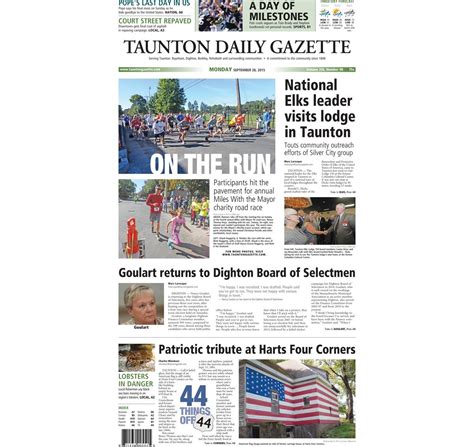 The front page of the Taunton Daily Gazette for Monday, Sept. 28, 2015 ...