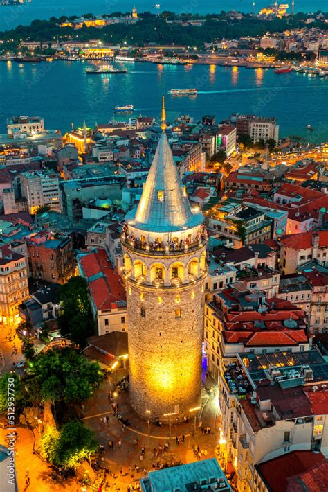 Galata tower at night in Istanbul, Turkey. Stock Photo | Adobe Stock