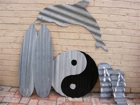 Upcycled corrugated iron | Metal yard art, Metal crafts, Scrap metal art