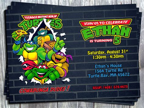 Teenage Mutant Ninja Turtles TMNT Birthday Party Ptintable Invitation