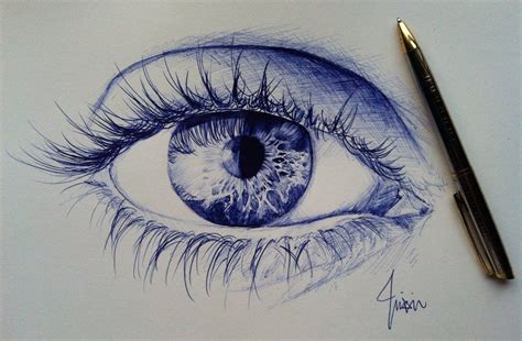 Eye Ballpoint pen Drawing by https://www.deviantart.com/zhixintay on @DeviantArt | Ink pen art ...