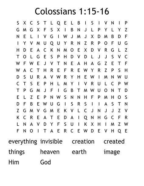 Colossians 1:15-16 Word Search - WordMint