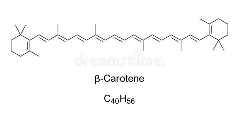 Beta-Carotene, Chemical Structure and Formula Stock Vector - Illustration of color, compound ...