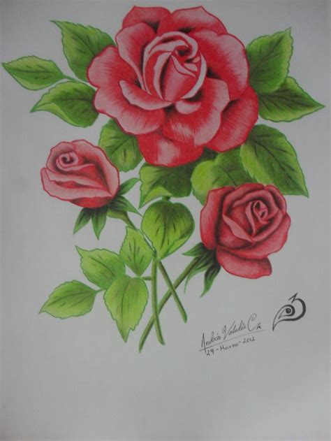 Rosas a lapices de colores | Cool pencil drawings, Bff drawings, Flower designs