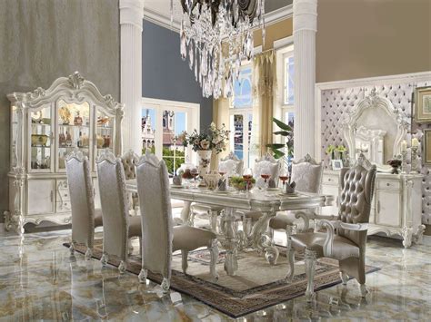 ACME Versailles Luxury Dining Table Set (7 PC) in Bone White Color