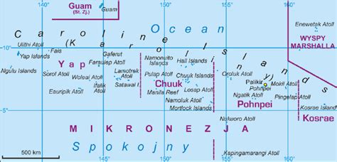 Map of the Federated States of Micronesia located in the Caroline ...