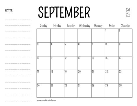 September 2023 Printable Calendar - A Printable Calendar