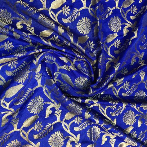 Zari Weaved Royal Blue Mulberry Silk Fabric – Label Ambey