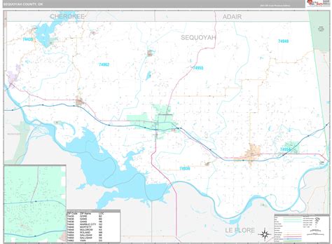 Sequoyah County, OK Wall Map Premium Style by MarketMAPS - MapSales