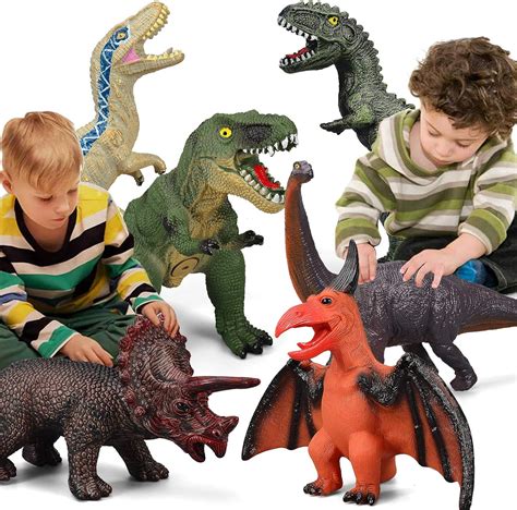 Gzsbaby 6 Piece Jumbo Dinosaur Toys for Kids and Toddlers, 13-17 Inches Giganotosaurus ...