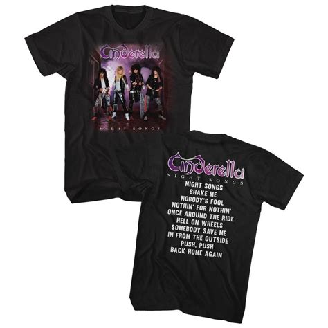 Cinderella Rock Band T-Shirt Night Songs Album Front and Back Black Tee | Cinderella rock band ...