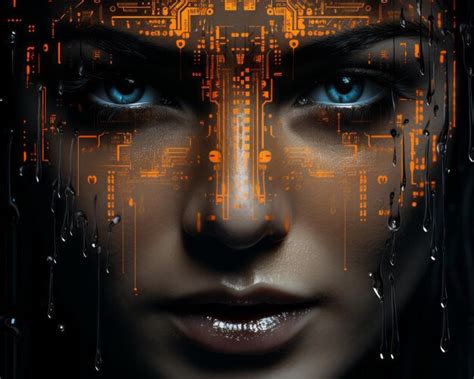 Premium AI Image | the face of a woman with a circuit board on her face